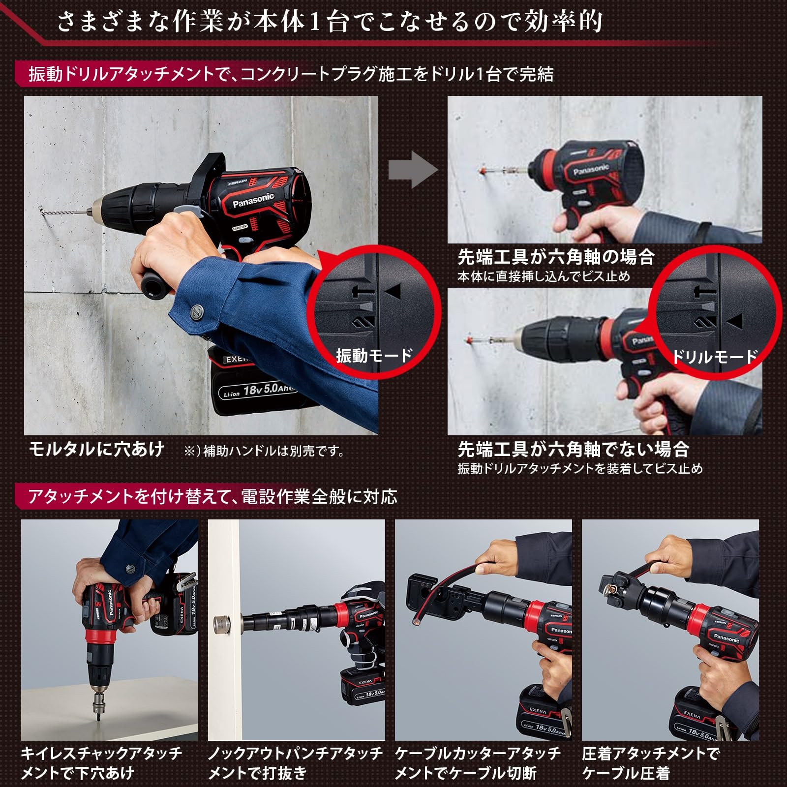 Amazon.co.jp: EXENA 充電ドリルドライバー EZ1DD3J18A1B: 家電